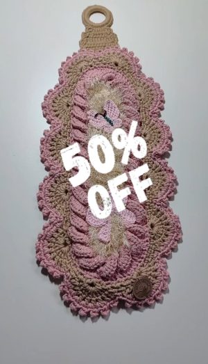 Porta papel higiênico em crochê luxo